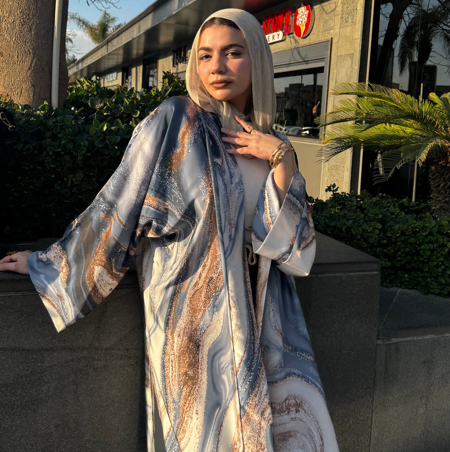 Marble Chic Cardigan satin