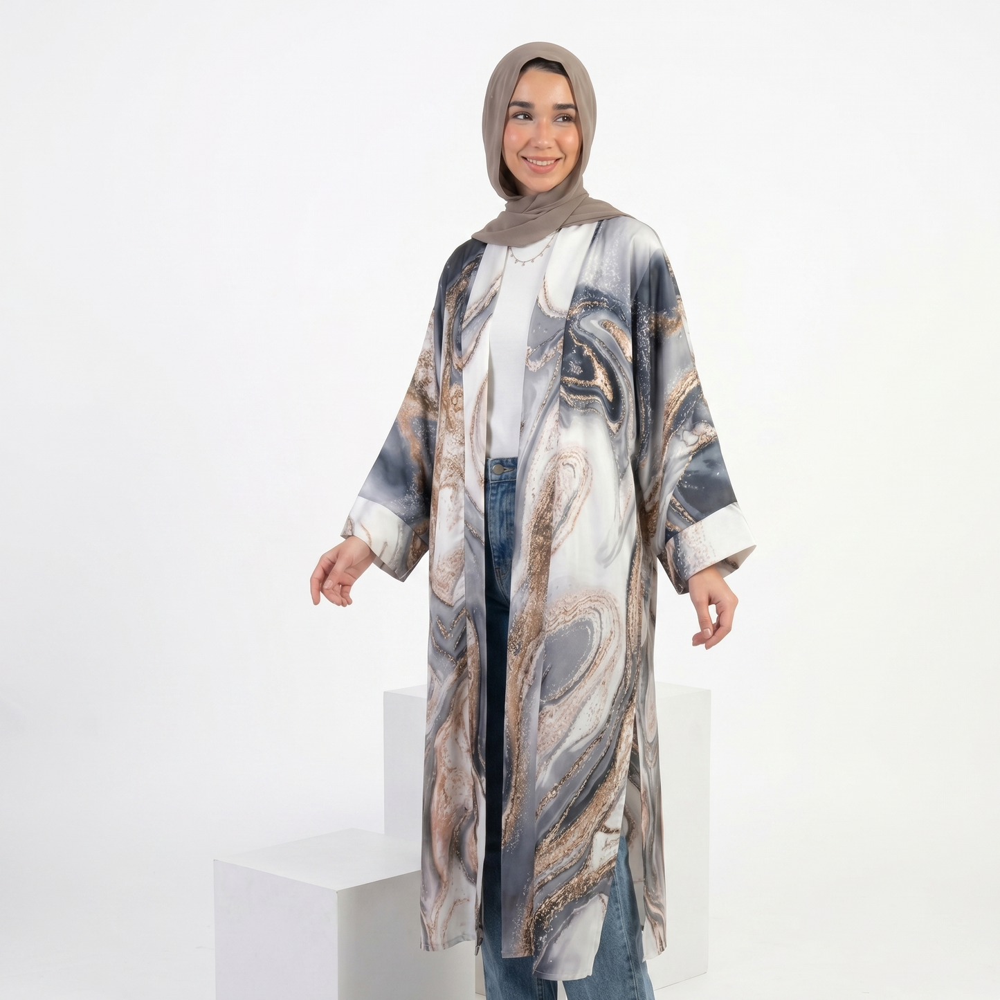 Marble Chic Cardigan satin