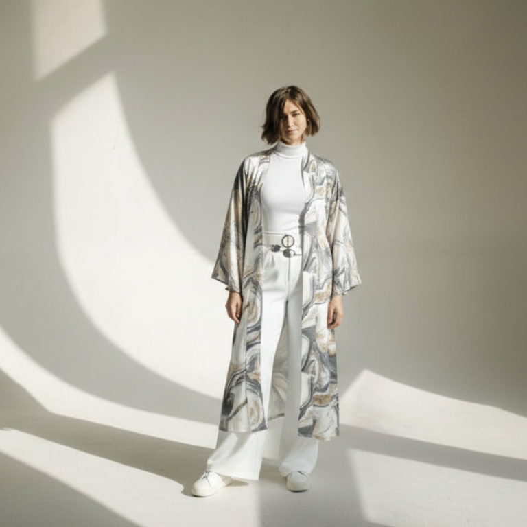 Marble Chic Cardigan Gray