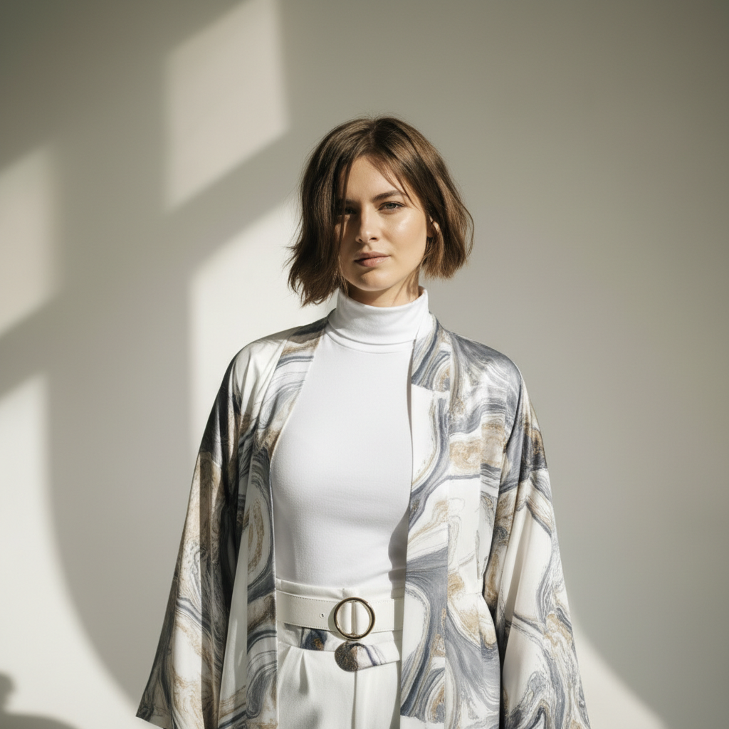 Marble Chic Cardigan Gray